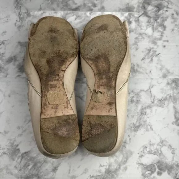 Valentino Garavani Bow Ballet Flats Size 38.5/7.5 Blush Pink Nude Nubuck Leather - Picture 7 of 8